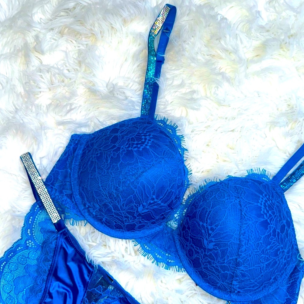 VS • Very Sexy Push Up Ombré Crystal Shine Strap with Lace Cheeky Matching Panty